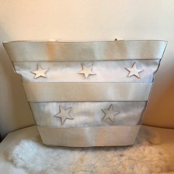 Escada Leather Stars & Stripes Tote Bag White - Picture 1 of 10